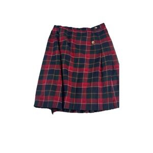 Vintage Tartan Plaid Kilt Scottish Highlands Skirt Wool‎ Size 8 Red Schoolgirl